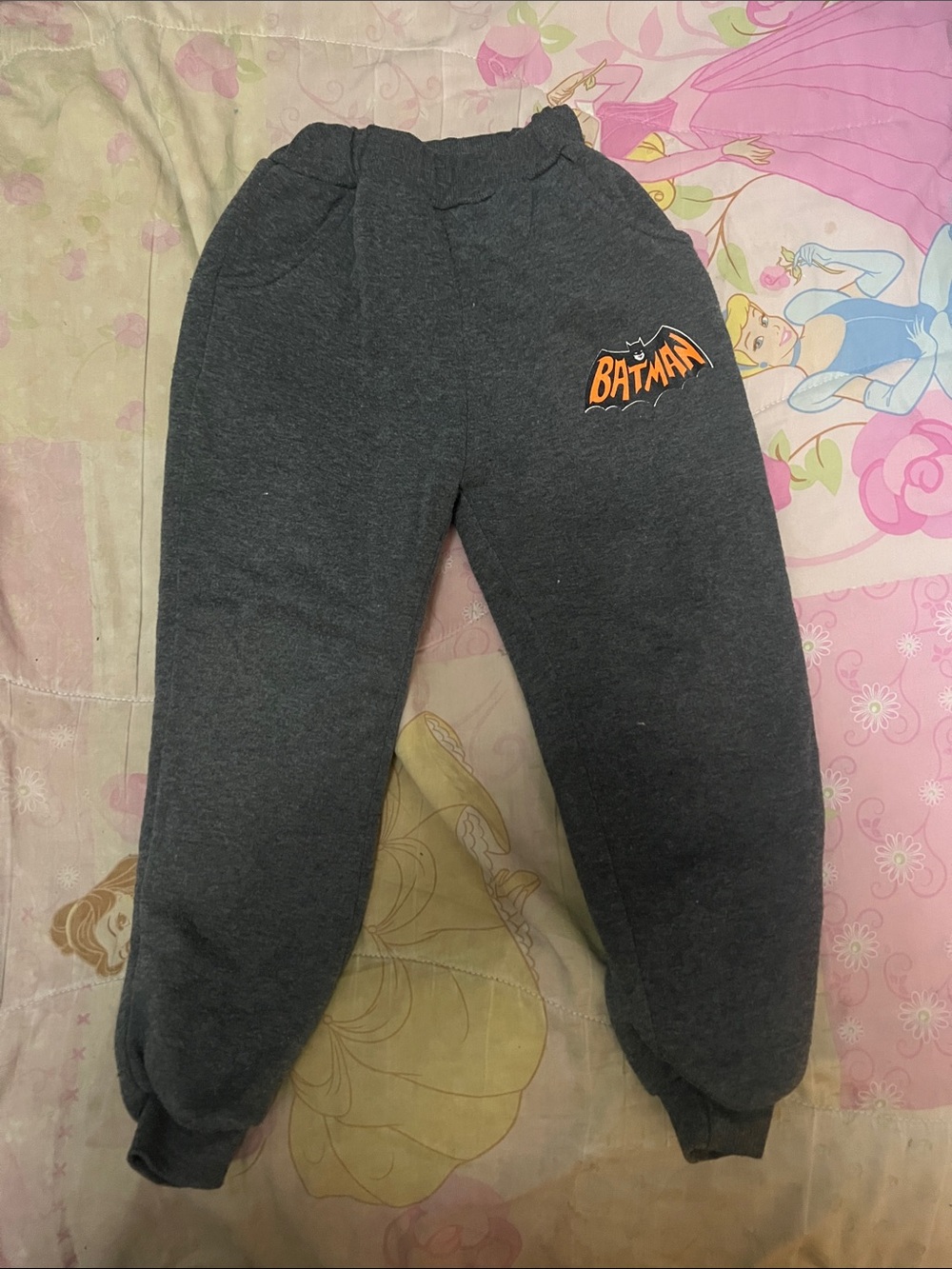 Batman Dark Gray Kids Jogger Sweatpants with Orange Logo